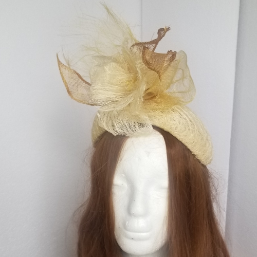 beige tangletuft bandeau hat