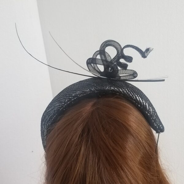 black and silver band headpiece reverse side