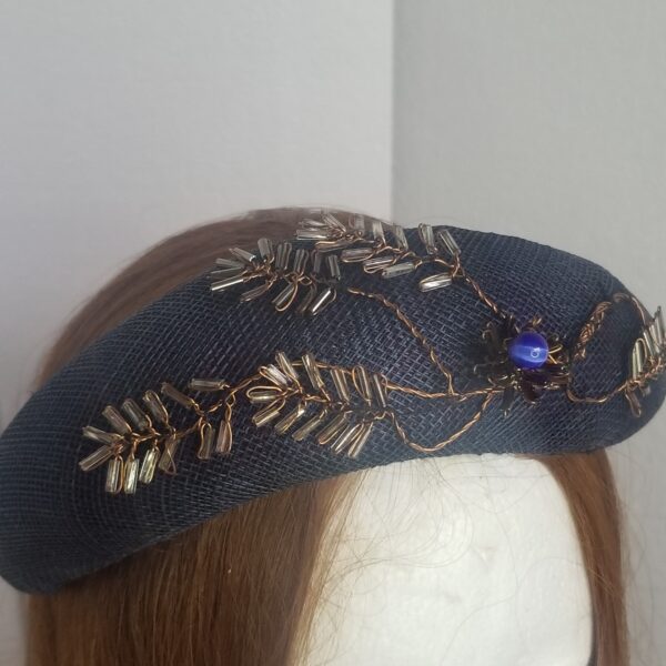 blue headband close up of beading