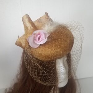 gold button hat with veil