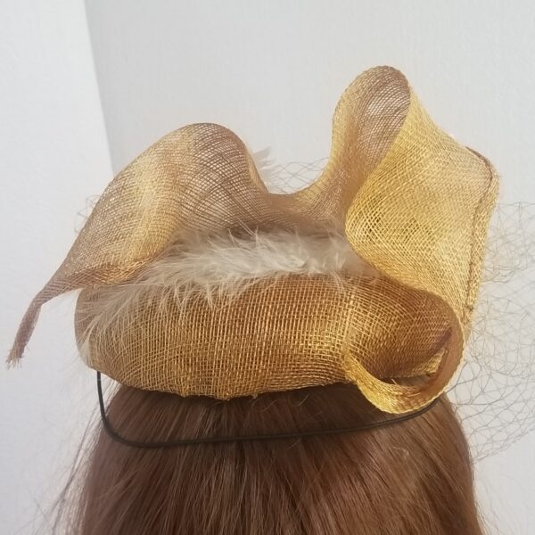 gold veiled button hat reverse side