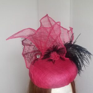 pink and black fan hat