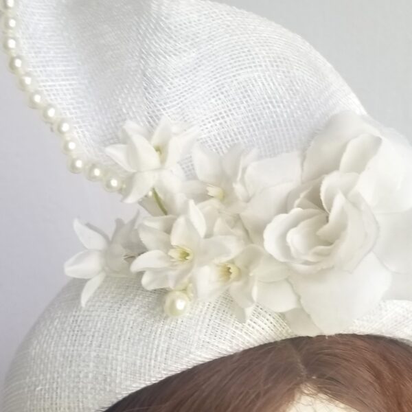 white headband with pearls close up
