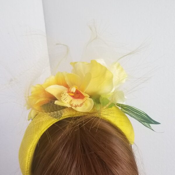 yellow floral headband reverse side