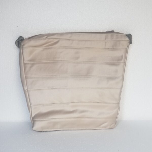 beige and tan clutch reverse side