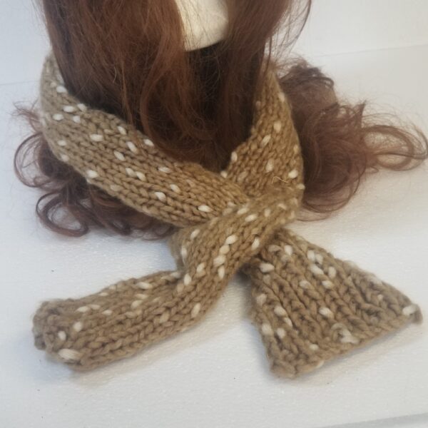 Beige Knitted Beanie Hat and Scarf Set - Image 2