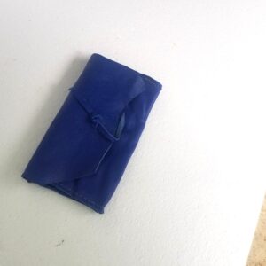 blue leather pochette