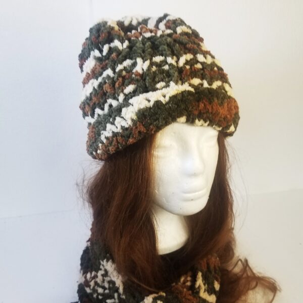 chenille beanie and scarf set beanie close up