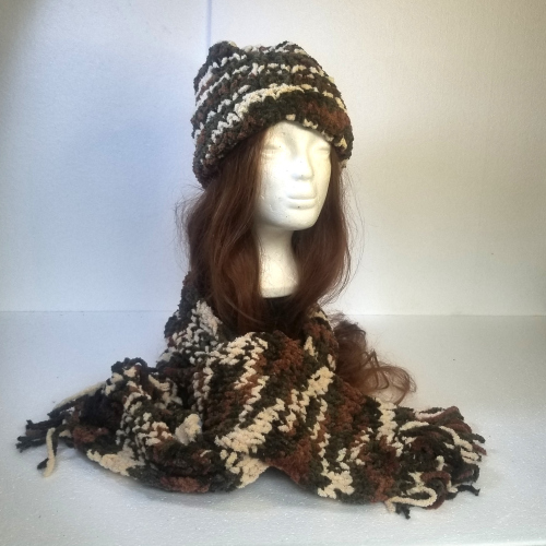 chenille beanie and scarf set