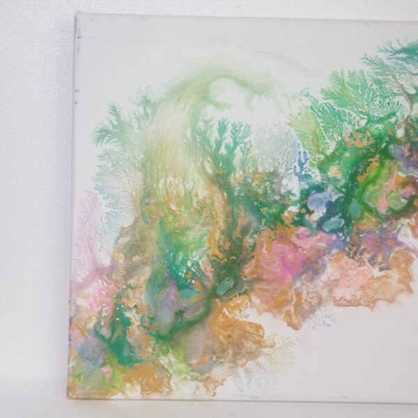coral effect acrylic pour left