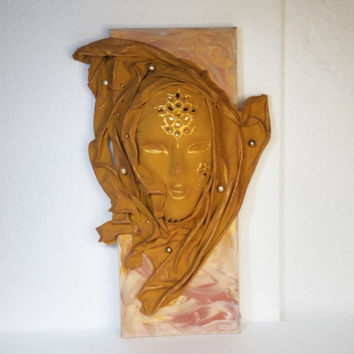 Ochre Face Mixed media canvas