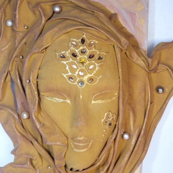 ochre face mixed media canvas middle section