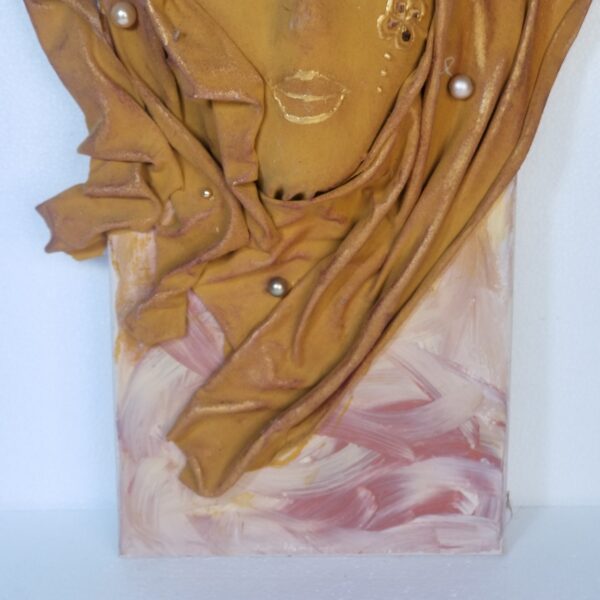 ochre face mixed media canvas bottom section