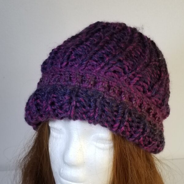 beanie hat mauve close up