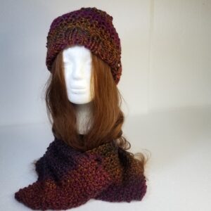Knitted beanie hat and collar