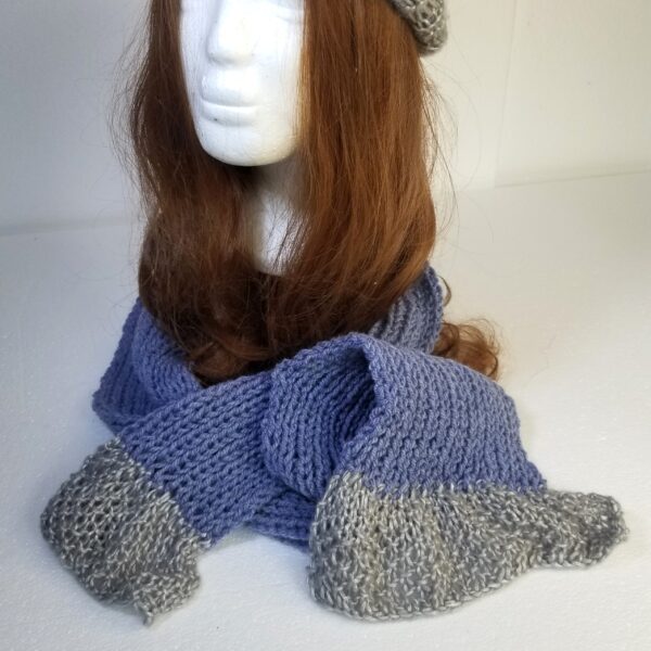 blue and grey scarf
