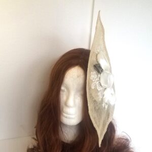 leaf lurex fascinator on side