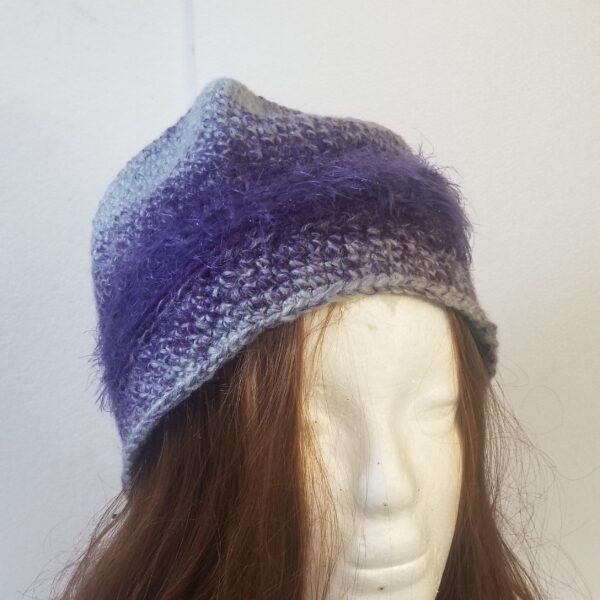 mauve beanie closer