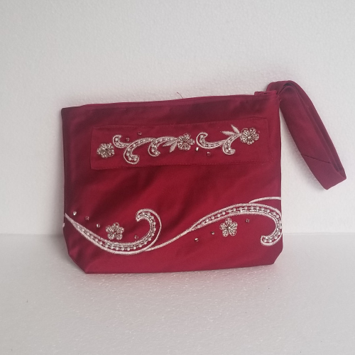 red zipped handbag