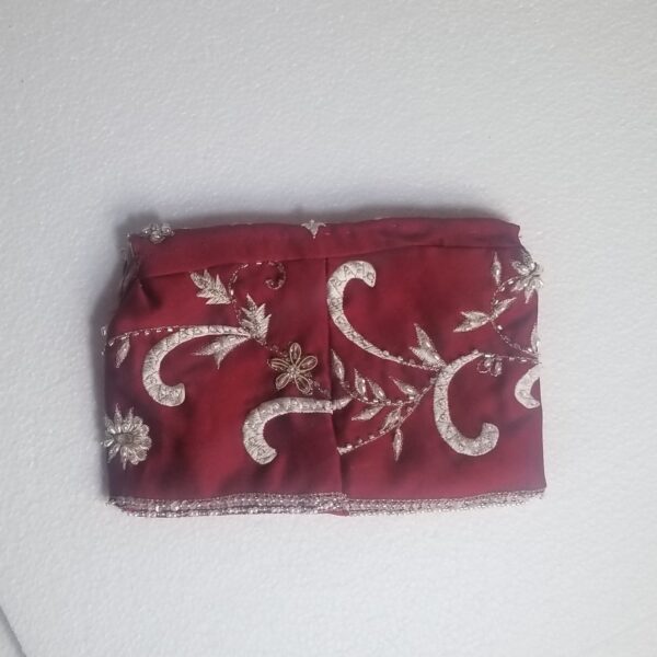 small red satin pouch reverse