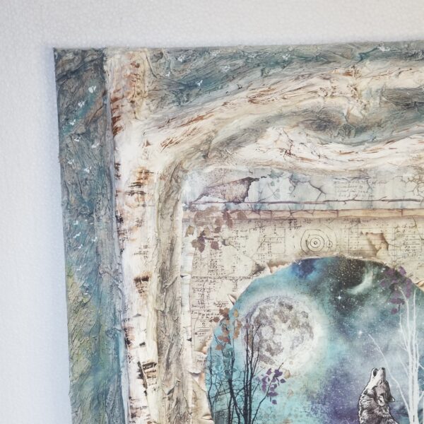 Mixed Media Canvas Wolf Picture - Image 6