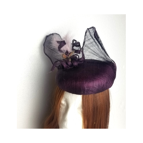 blackberry sinamay button hat