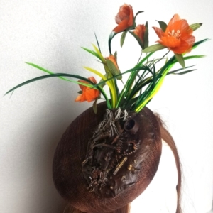 Brown sinamay powertex hat