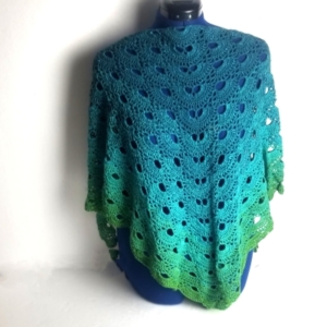 blue to green lurex shawl