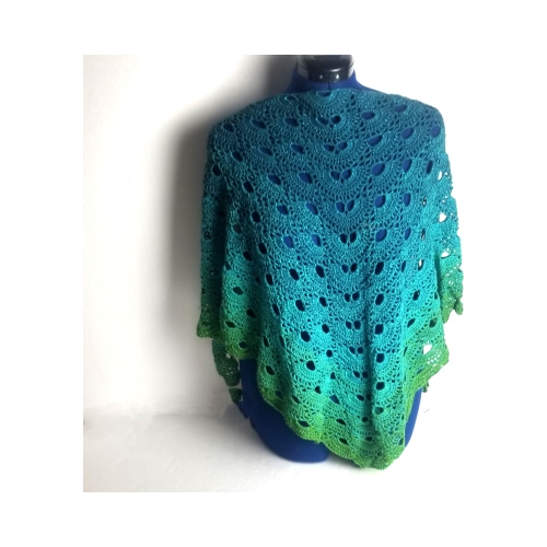blue to green lurex shawl