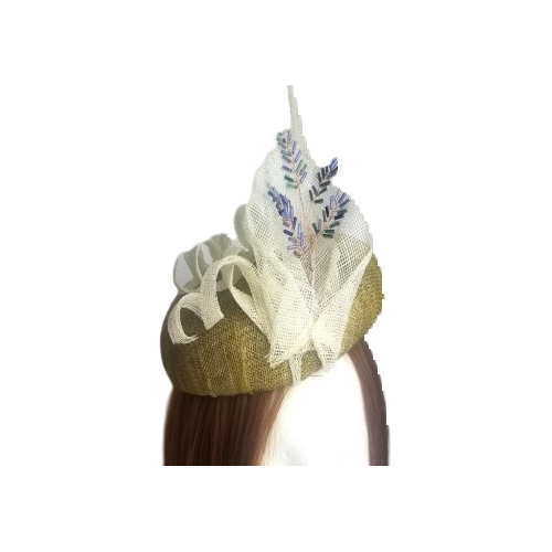 gold button hat beige trim 1