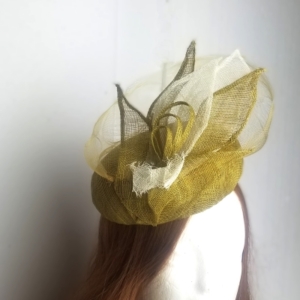 gold sinamay button hat