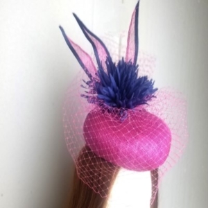 pink button navy trim