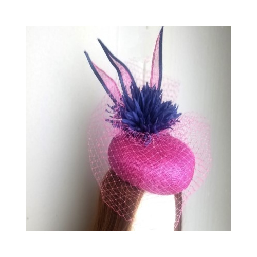 pink button navy trim