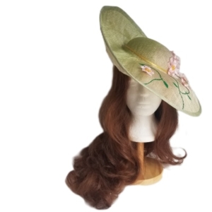 wide brim hat pink flowers