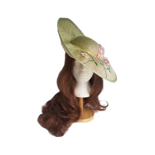 wide brim hat pink flowers