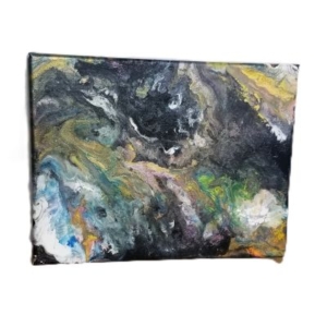 black and metallic acrylic pour
