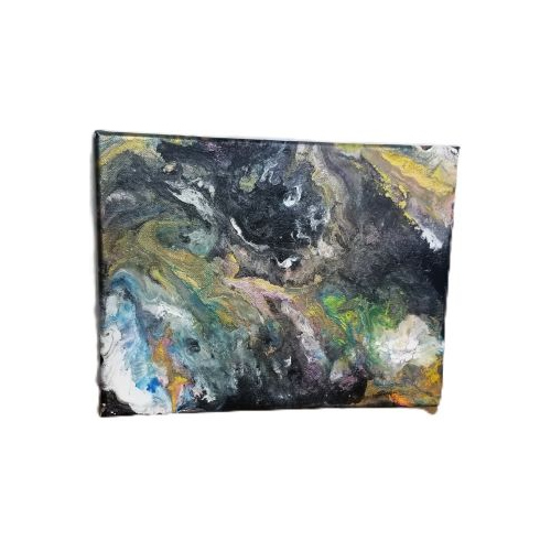 black and metallic acrylic pour