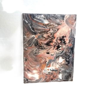 black pinks and copper acrylic pour