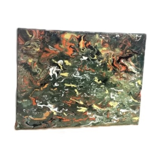 dark green multi coloured acrylic pour 1