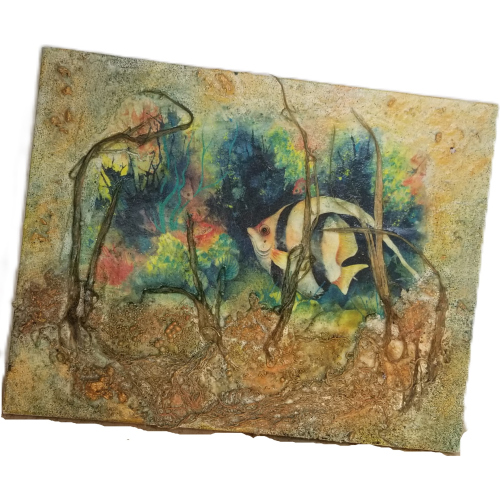 angel fish mixed media canvas