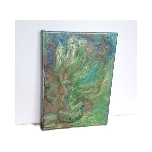 blue green metallic acrylic pour