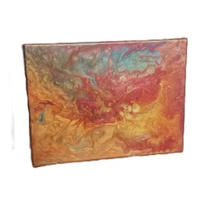 multi coloured metallic acrylic pour