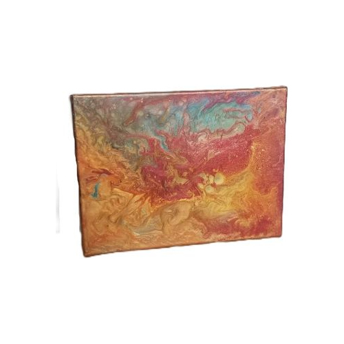 multi coloured metallic acrylic pour