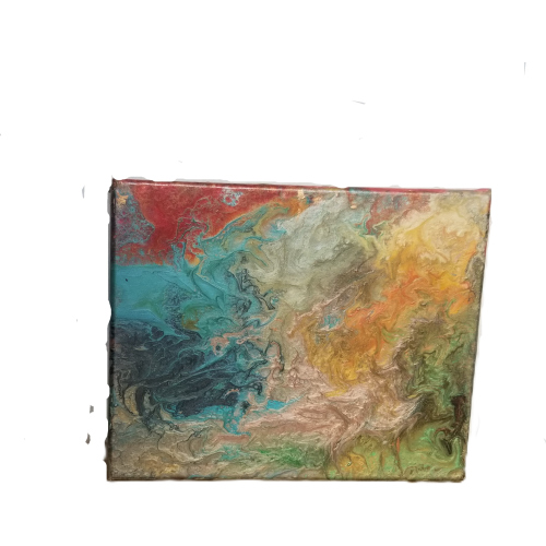 multi coloured metallic acrylic pour 4