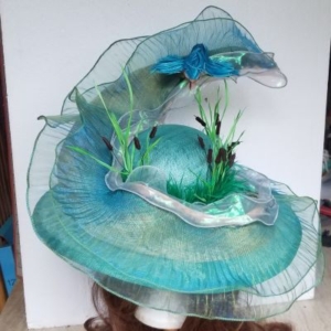 large nature themed wide brimmed hat
