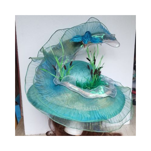 large nature themed wide brimmed hat