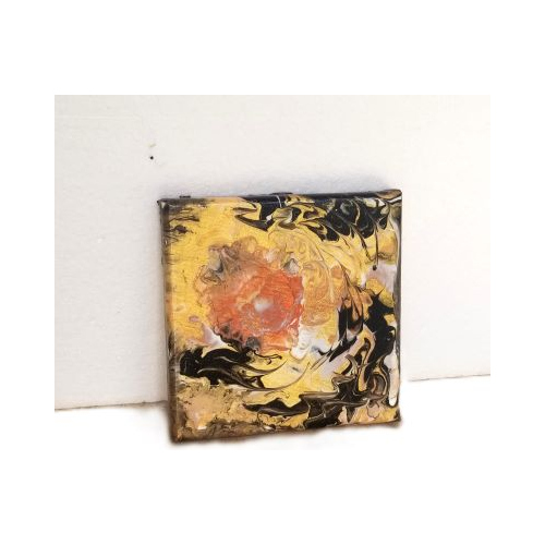 black and gold metallic acrylic pour