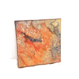 small gold orange metallic acrylic pour