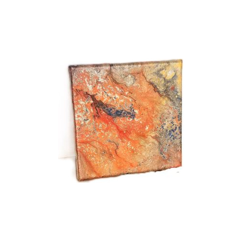 small gold orange metallic acrylic pour