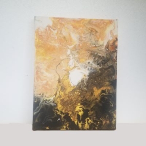 brown and orange acrylic pour